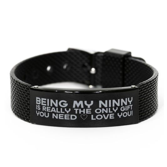 Funny Ninny Black Shark Mesh Bracelet, Being My Ninny Is Really the Only Gift You Need, Best Birthday Gifts for Ninny