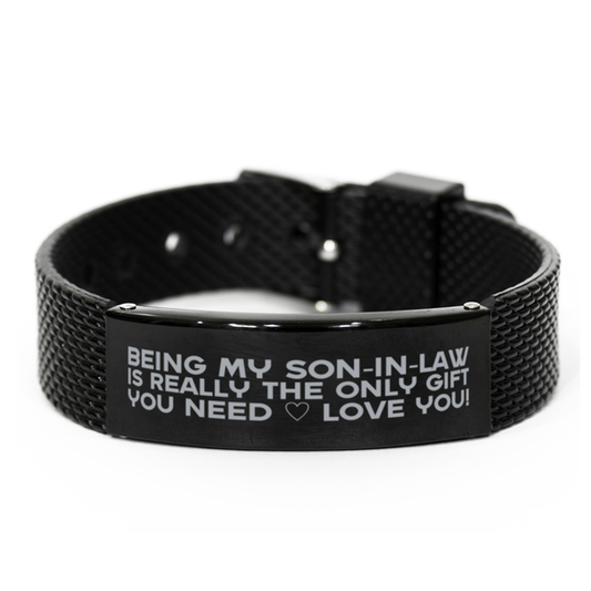 Funny Son-in-law Black Shark Mesh Bracelet, Being My Son-in-law Is Really the Only Gift You Need, Best Birthday Gifts for Son-in-law