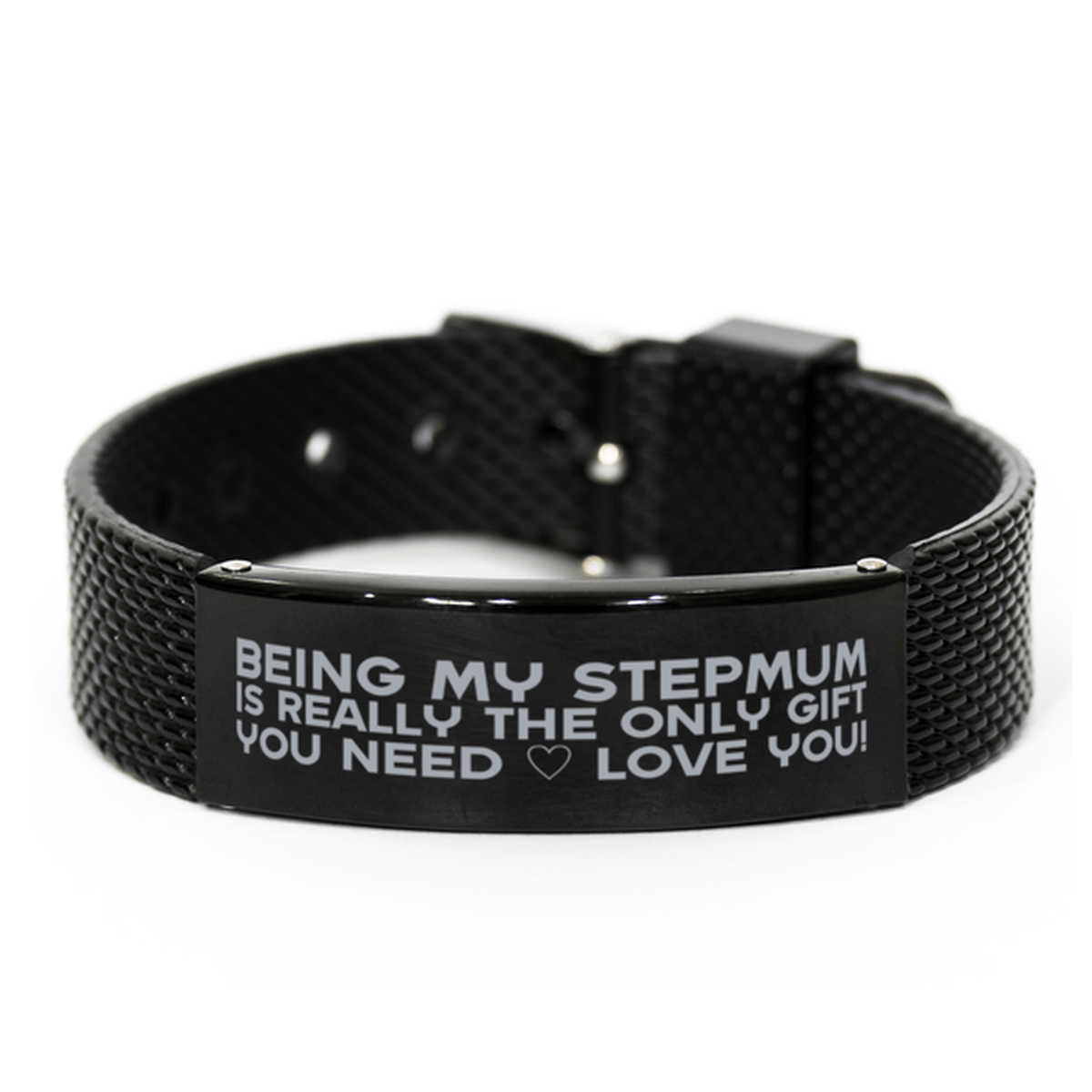 Funny Stepmum Black Shark Mesh Bracelet, Being My Stepmum Is Really the Only Gift You Need, Best Birthday Gifts for Stepmum