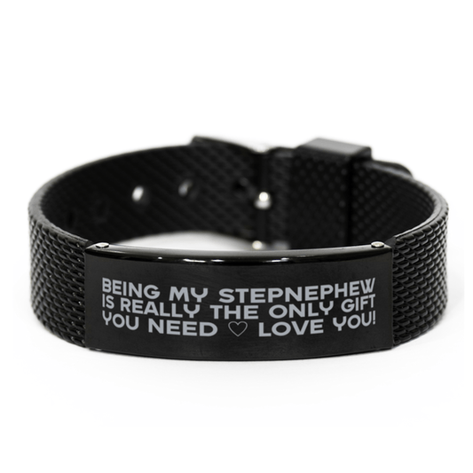 Funny Stepnephew Black Shark Mesh Bracelet, Being My Stepnephew Is Really the Only Gift You Need, Best Birthday Gifts for Stepnephew