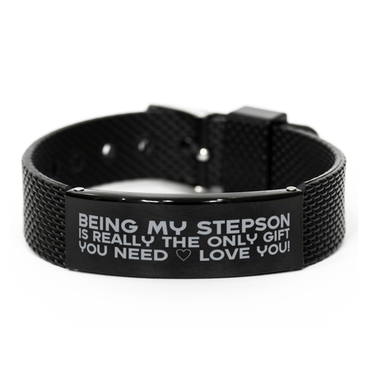 Funny Stepson Black Shark Mesh Bracelet, Being My Stepson Is Really the Only Gift You Need, Best Birthday Gifts for Stepson