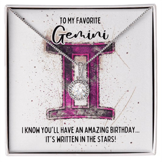 Gemini Birthday Necklace - Zodiac Gift - May 21 – June 20 Two-Toned Box