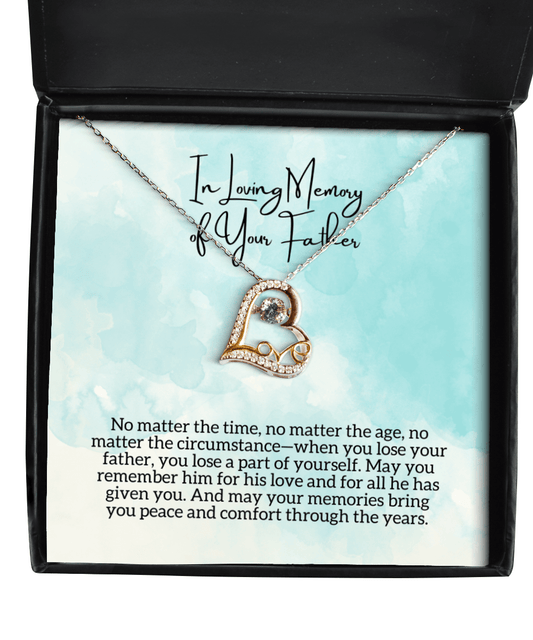 Gift for Loss of Father - Condolences, Memorial - Love Dancing Heart Necklace for Bereavement, Sympathy - Jewelry Gift for Death of Dad