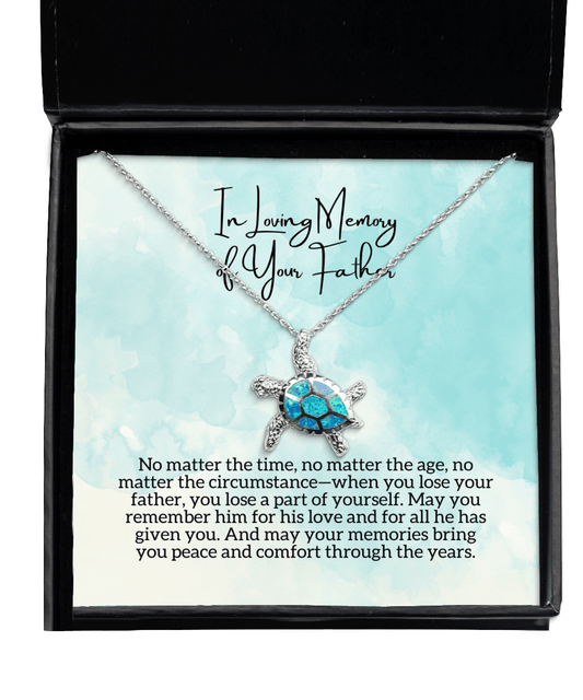 Gift for Loss of Father - Condolences, Memorial - Opal Turtle Necklace for Bereavement, Sympathy - Jewelry Gift for Death of Dad