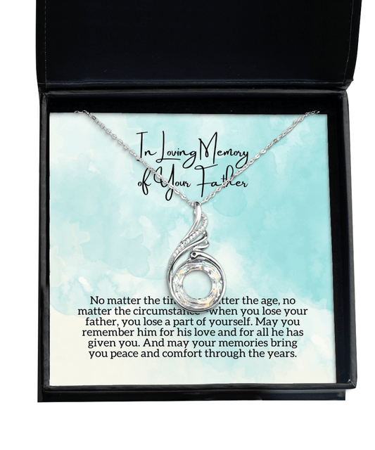 Gift for Loss of Father - Condolences, Memorial - Phoenix Necklace for Bereavement, Sympathy - Jewelry Gift for Death of Dad