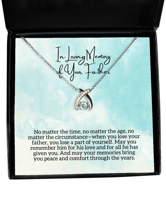 Gift for Loss of Father - Condolences, Memorial - Wishbone Necklace for Bereavement, Sympathy - Jewelry Gift for Death of Dad