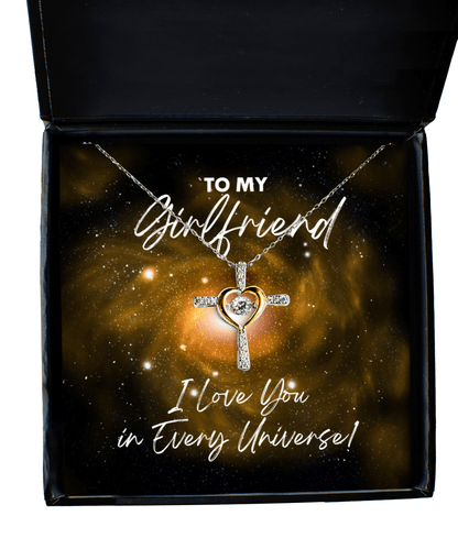 Girlfriend Gift - I Love You In Every Universe - Cross Necklace for Valentine's Day, Birthday, Anniversary, Mother's Day, Christmas - Jewelry Gift for Comic Book Girlfriend