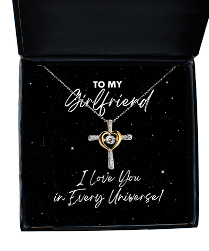 Girlfriend Gift - I Love You In Every Universe - Cross Necklace - Jewelry Gift for Comic Book Girlfriend