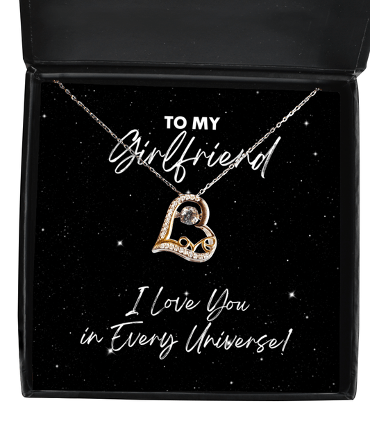 Girlfriend Gift - I Love You In Every Universe - Love Heart Necklace for Anniversary, Birthday, Valentine's Day, Mother's Day, Christmas - Jewelry Gift for Comic Book Girlfriend