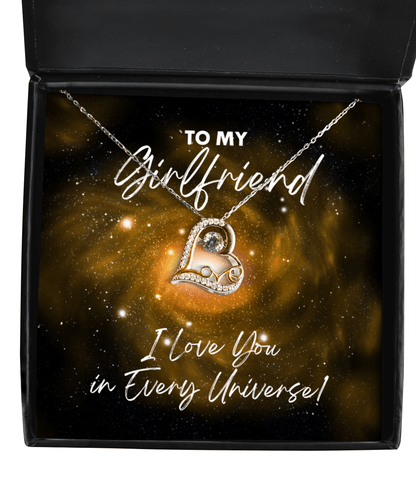 Girlfriend Gift - I Love You In Every Universe - Love Heart Necklace for Valentine's Day, Birthday, Anniversary, Mother's Day, Christmas - Jewelry Gift for Comic Book Girlfriend