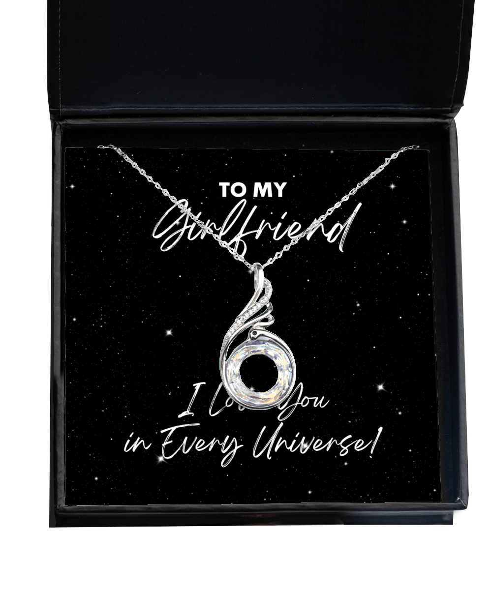 Girlfriend Gift - I Love You In Every Universe - Phoenix Necklace for Anniversary, Birthday, Valentine's Day, Mother's Day, Christmas - Jewelry Gift for Comic Book Girlfriend