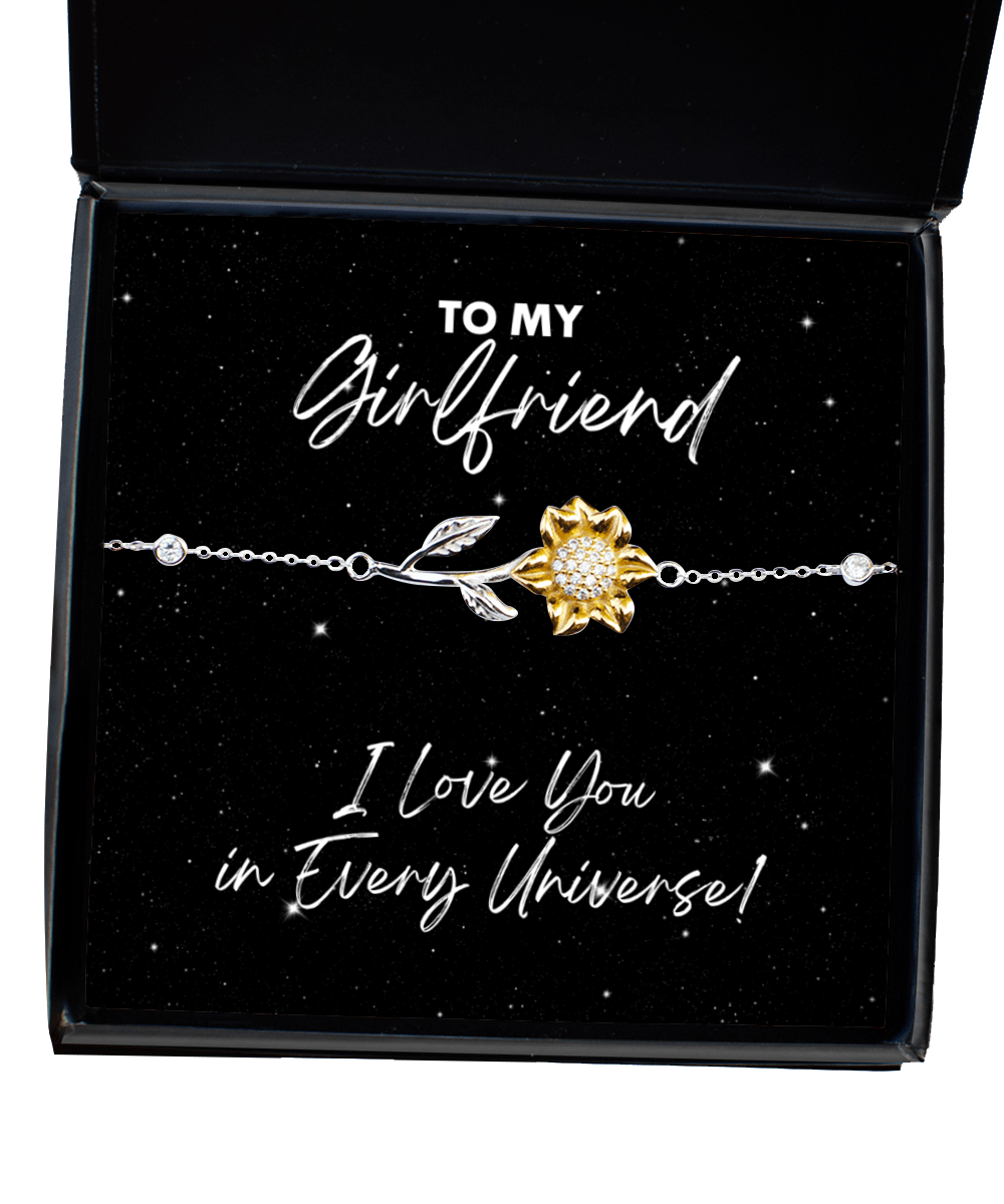 Girlfriend Gift - I Love You In Every Universe - Sunflower Bracelet for Anniversary, Birthday, Valentine's Day, Mother's Day, Christmas - Jewelry Gift for Comic Book Girlfriend