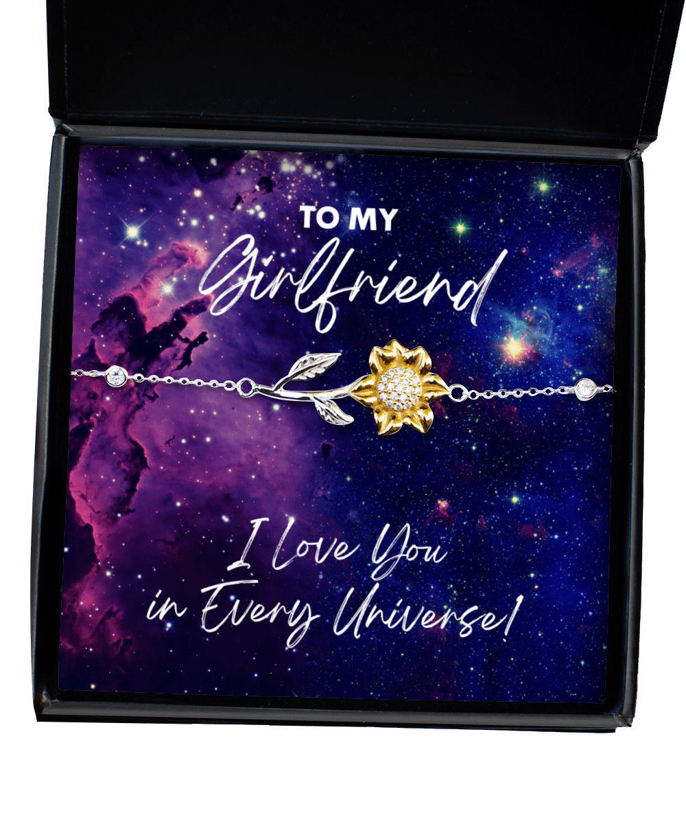 Girlfriend Gift - I Love You In Every Universe - Sunflower Bracelet for Birthday, Anniversary, Valentine's Day, Mother's Day, Christmas - Jewelry Gift for Comic Book Girlfriend