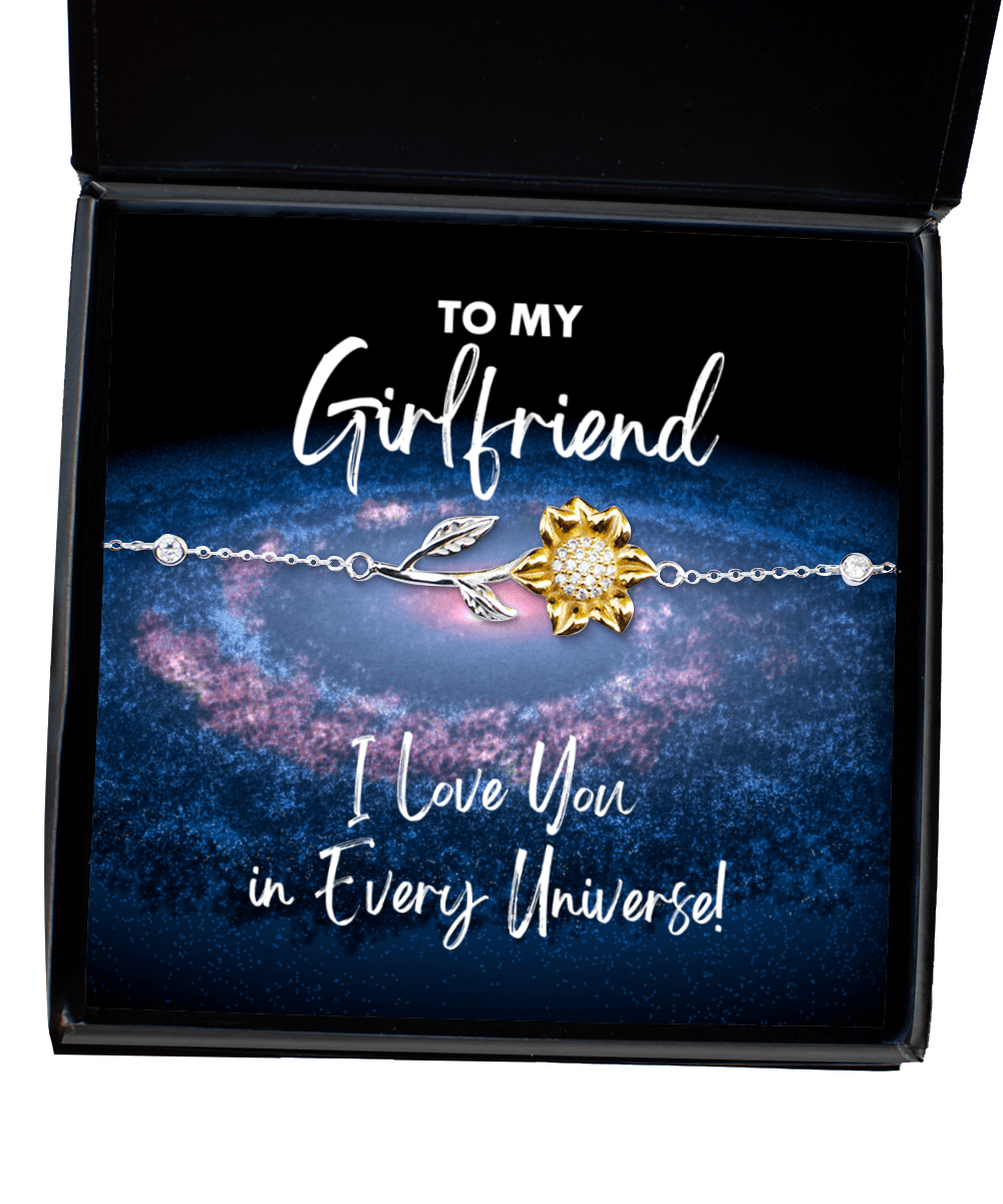 Girlfriend Gift - I Love You In Every Universe - Sunflower Bracelet for Valentine's Day, Birthday, Anniversary, Mother's Day, Christmas - Jewelry Gift for Comic Book Girlfriend