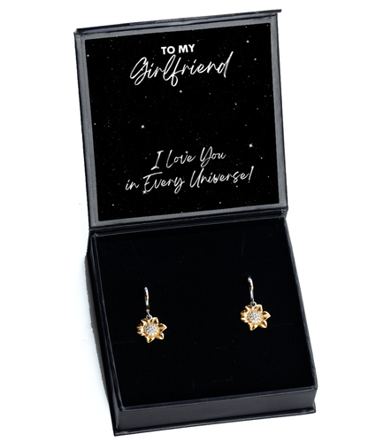 Girlfriend Gift - I Love You In Every Universe - Sunflower Earrings for Anniversary, Birthday, Valentine's Day, Mother's Day, Christmas - Jewelry Gift for Comic Book Girlfriend