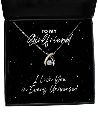 Girlfriend Gift - I Love You In Every Universe - Wishbone Necklace - Jewelry Gift for Comic Book Girlfriend