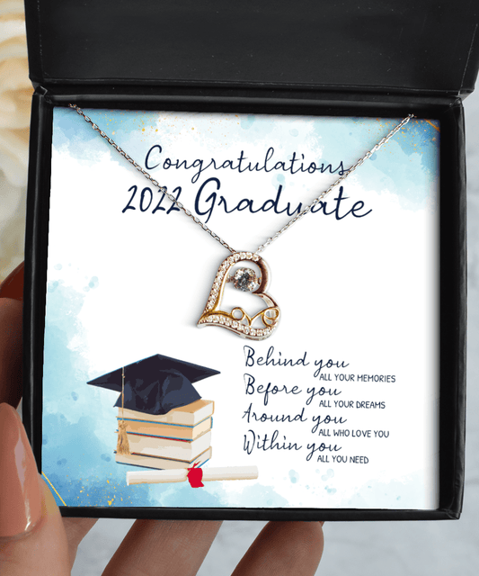 Graduation Gifts - Congratulations 2022 Graduate - Love Dancing Heart Necklace for High School or College Graduation - Jewelry Gift for Graduate