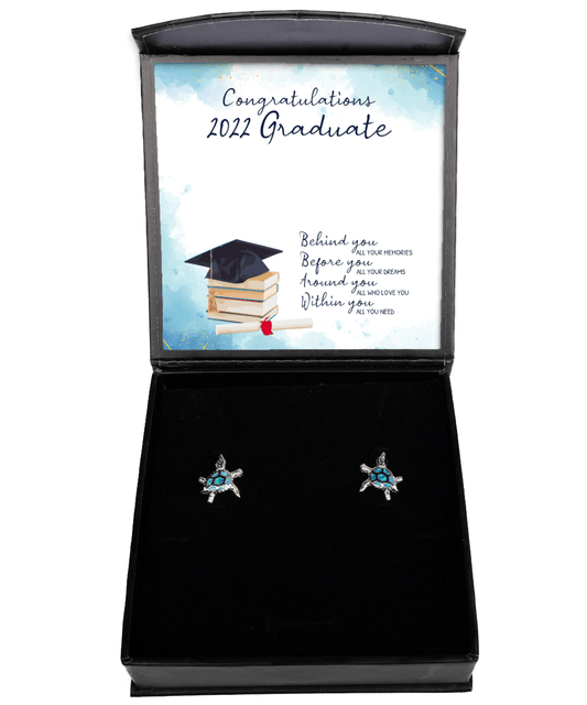 Graduation Gifts - Congratulations 2022 Graduate - Opal Turtle Earrings for High School or College Graduation - Jewelry Gift for Graduate
