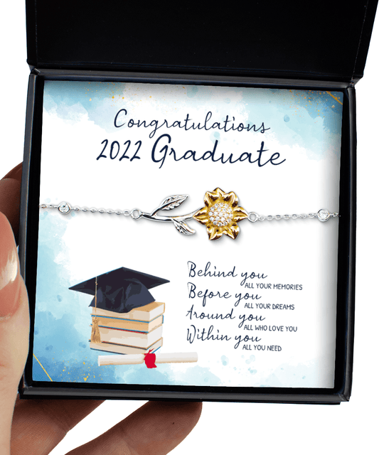 Graduation Gifts - Congratulations 2022 Graduate - Sunflower Bracelet for High School or College Graduation - Jewelry Gift for Graduate