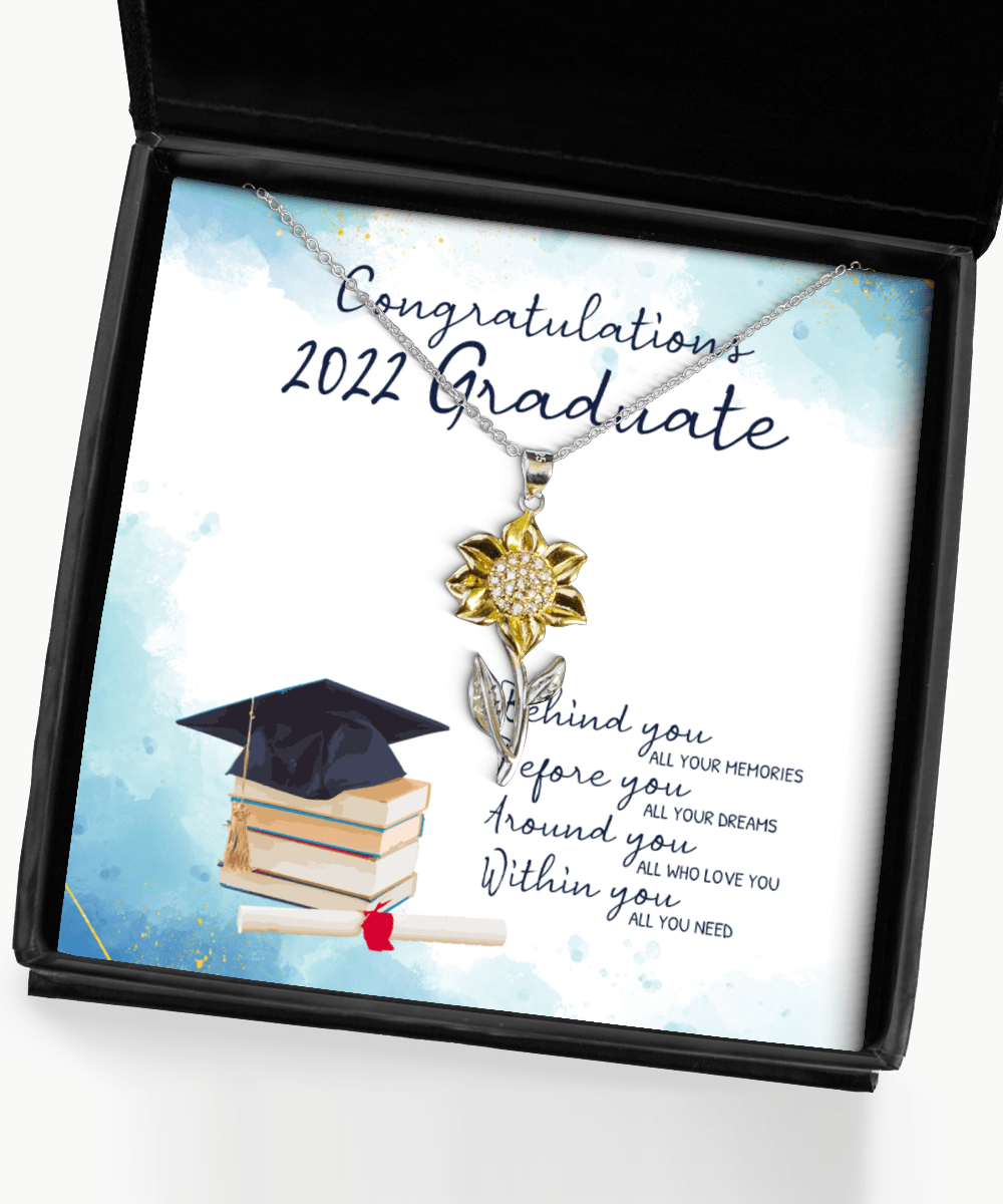 Graduation Gifts - Congratulations 2022 Graduate - Sunflower Necklace for High School or College Graduation - Jewelry Gift for Graduate