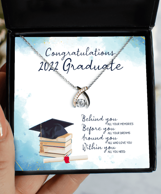 Graduation Gifts - Congratulations 2022 Graduate - Wishbone Necklace for High School or College Graduation - Jewelry Gift for Graduate