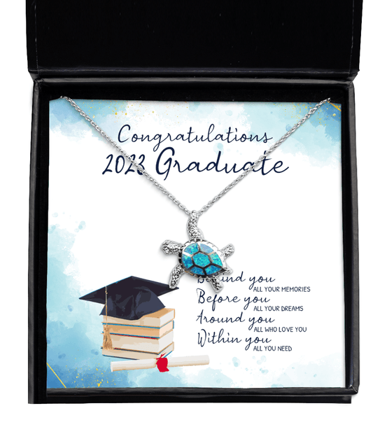 Graduation Gifts - Congratulations 2023 Graduate - Opal Turtle Necklace for High School or College Graduation - Jewelry Gift for Graduate