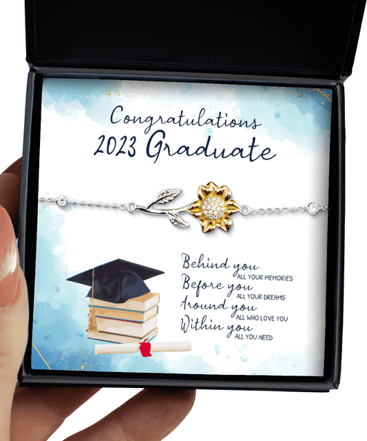 Graduation Gifts - Congratulations 2023 Graduate - Sunflower Bracelet for High School or College Graduation - Jewelry Gift for Graduate