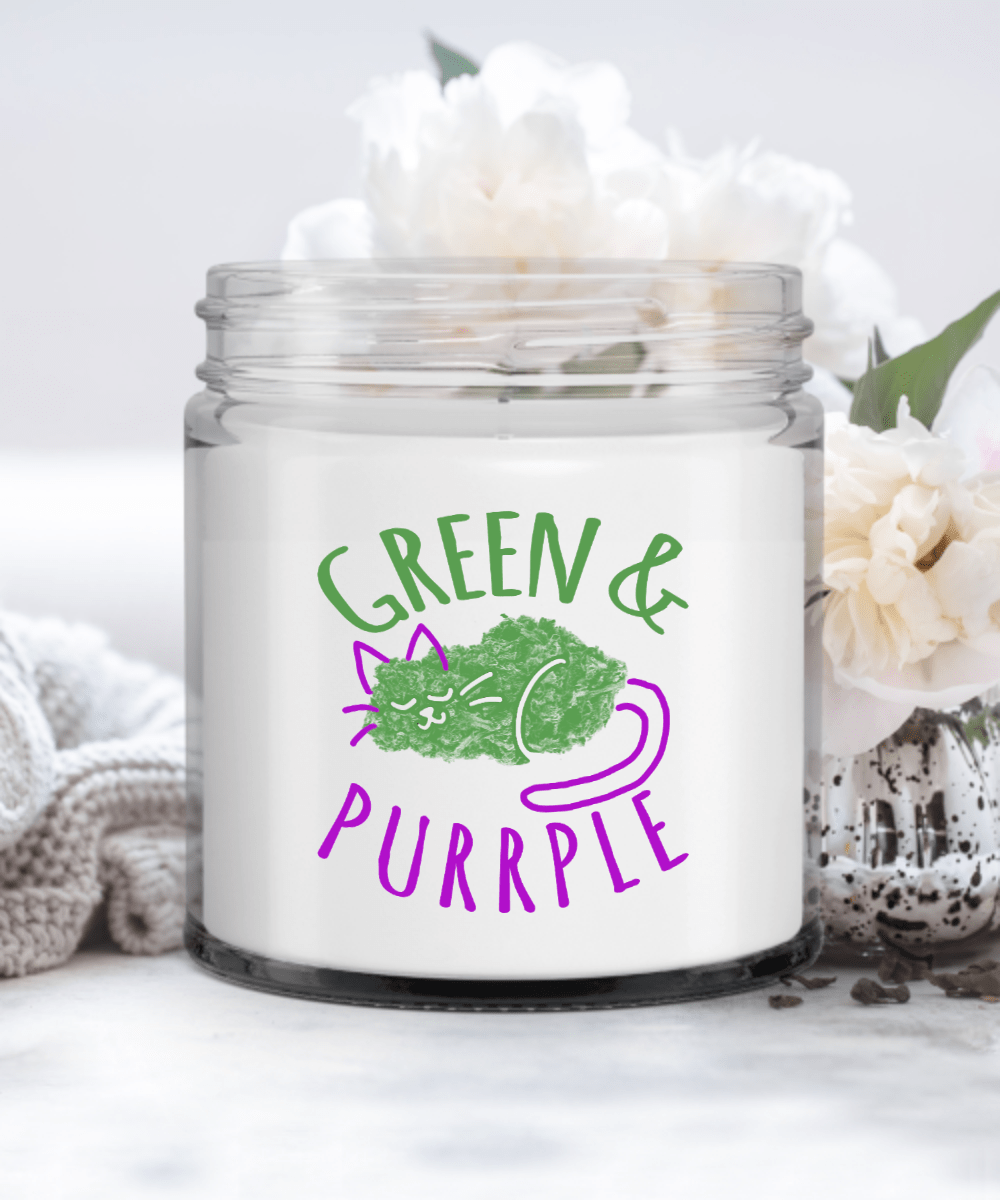 Green and Purrple, Funny Marijuana Candles for Friends, Funny Weed Gift Candle
