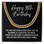 Happy 16th Birthday Cuban Link Chain Necklace - Boys Milestone Birthday Gift - Teenage Boy Sixteenth Birthday Jewelry - Sweet 16 Birthday 14K Gold Over Stainless Steel Cuban Link Chain / Standard Box