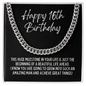 Happy 16th Birthday Cuban Link Chain Necklace - Boys Milestone Birthday Gift - Teenage Boy Sixteenth Birthday Jewelry - Sweet 16 Birthday Stainless Steel Cuban Link Chain / Standard Box