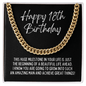Happy 18th Birthday Cuban Link Chain Necklace - Milestone Birthday Gift - New Adult Man Son Grandson Nephew Brother 18th Birthday Jewelry 14K Gold Over Stainless Steel Cuban Link Chain / Standard Box