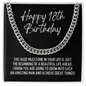 Happy 18th Birthday Cuban Link Chain Necklace - Milestone Birthday Gift - New Adult Man Son Grandson Nephew Brother 18th Birthday Jewelry Stainless Steel Cuban Link Chain / Standard Box