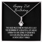 Happy 21st Birthday Necklace - Milestone Birthday Gift - Friend Daughter Granddaughter Niece Sister 21st Birthday Jewelry 14K White Gold Finish / Standard Box