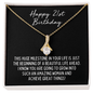 Happy 21st Birthday Necklace - Milestone Birthday Gift - Friend Daughter Granddaughter Niece Sister 21st Birthday Jewelry 18K Yellow Gold Finish / Standard Box