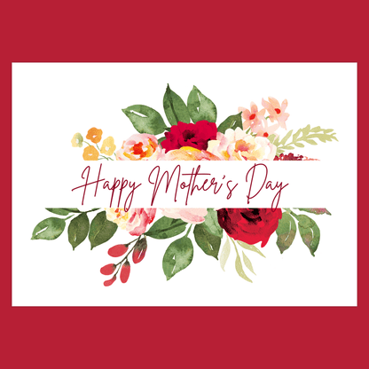 Happy Mother's Day Flowers Bouquet (Folded Floral Mothers Day Card) Cute Gift For Moms 120# Silk Cover / 5x7 inch / 1 Card