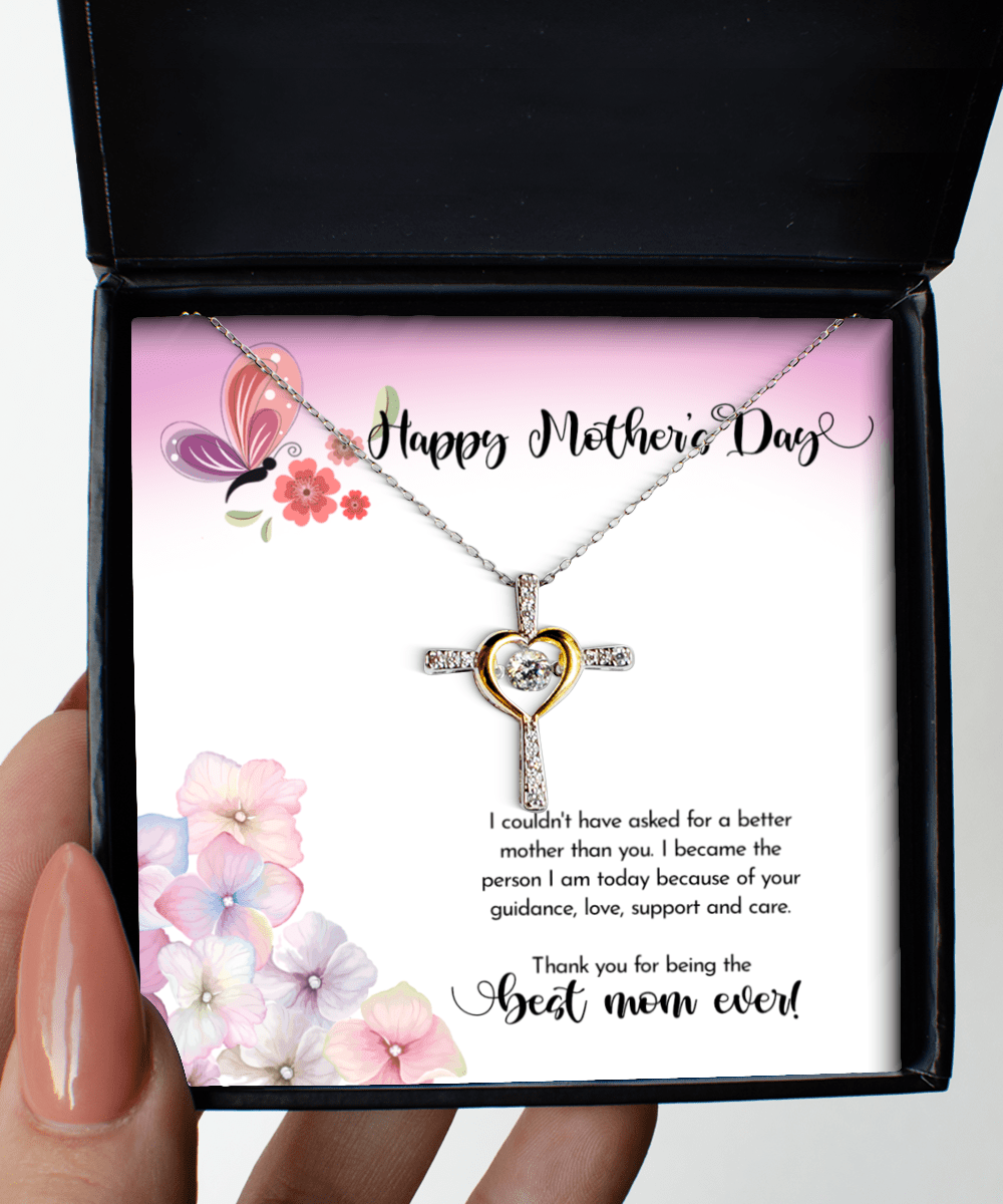 Happy Mother's Day Gifts - Best Mom Ever - Cross Necklace for Mother's Day - Jewelry Gift for Mom