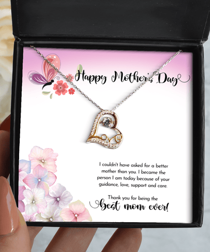 Happy Mother's Day Gifts - Best Mom Ever - Love Dancing Heart Necklace for Mother's Day - Jewelry Gift for Mom