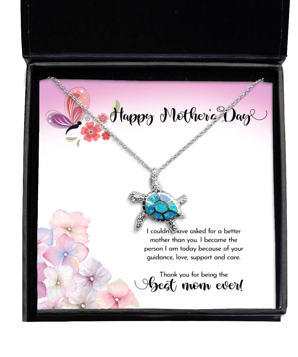 Happy Mother's Day Gifts - Best Mom Ever - Opal Turtle Necklace for Mother's Day - Jewelry Gift for Mom