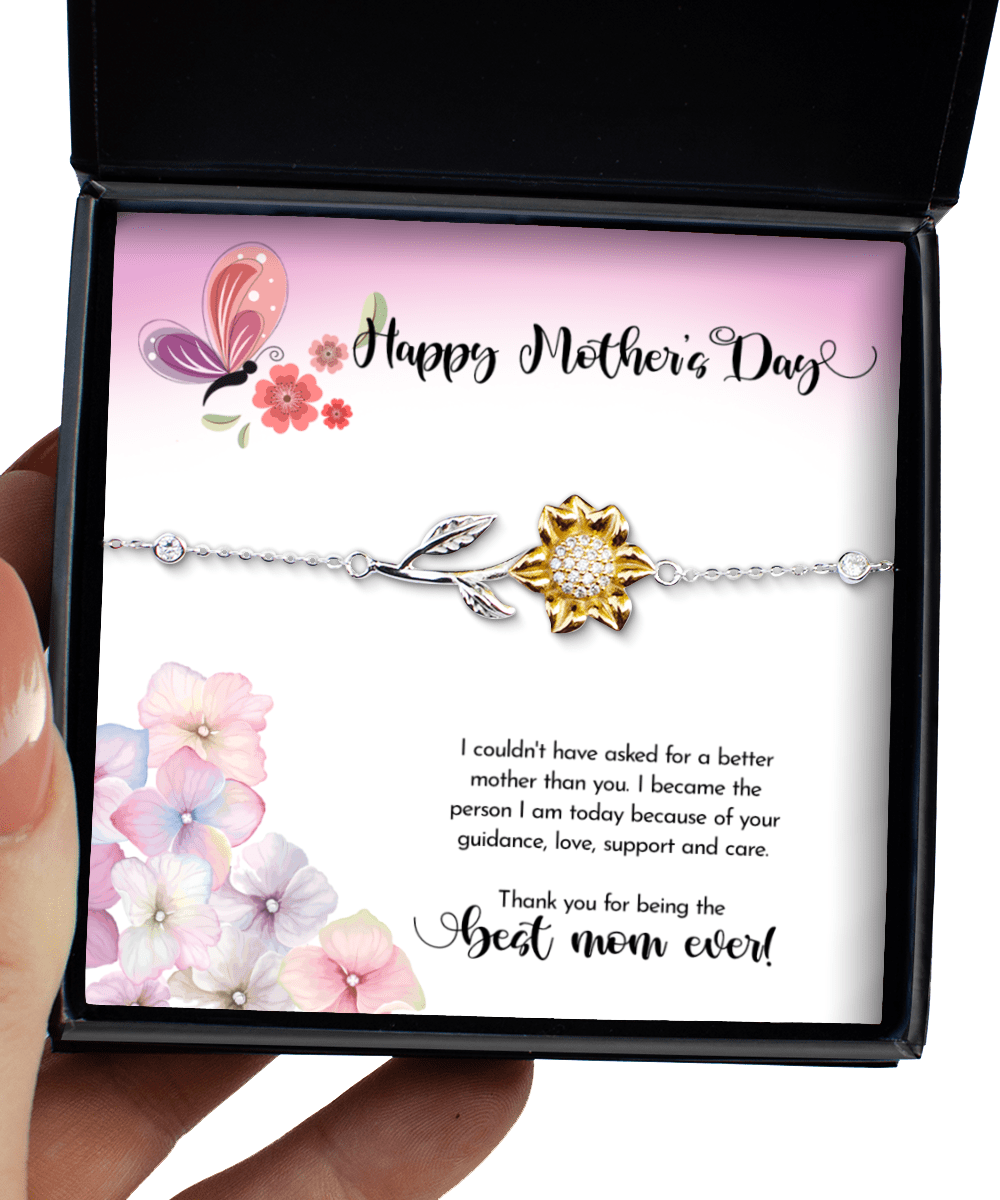 Happy Mother's Day Gifts - Best Mom Ever - Sunflower Bracelet for Mother's Day - Jewelry Gift for Mom