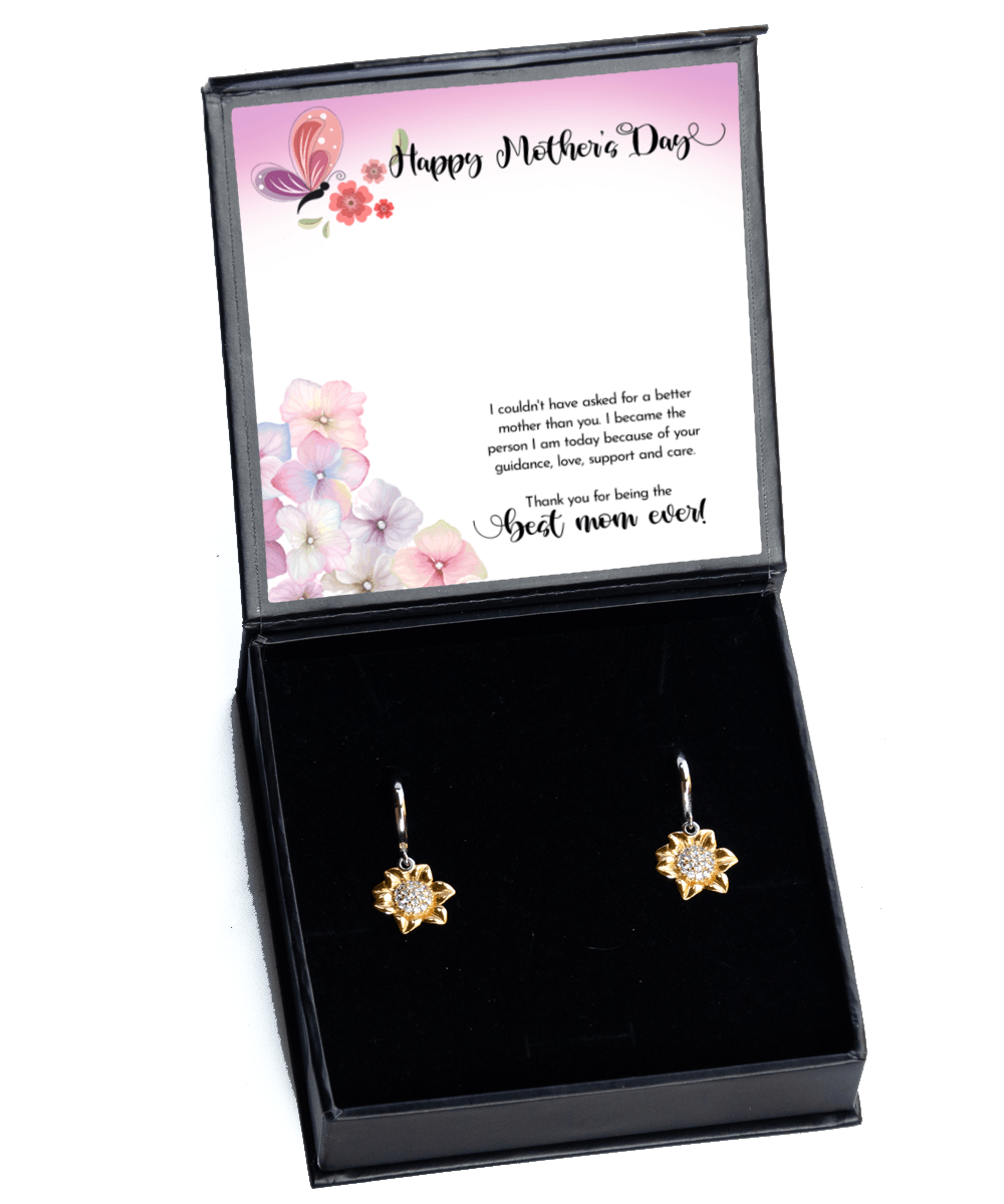 Happy Mother's Day Gifts - Best Mom Ever - Sunflower Earrings for Mother's Day - Jewelry Gift for Mom