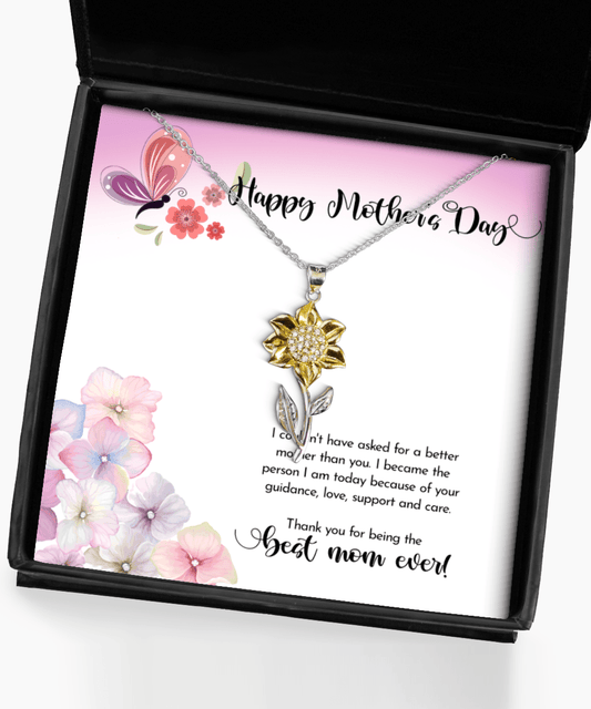 Happy Mother's Day Gifts - Best Mom Ever - Sunflower Necklace for Mother's Day - Jewelry Gift for Mom