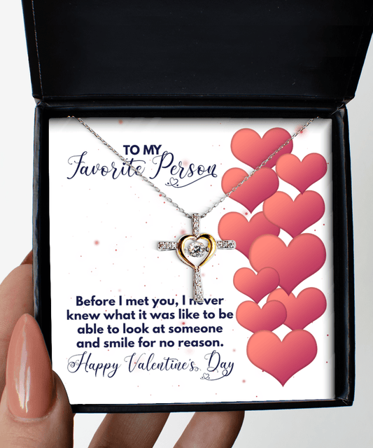 Happy Valentine's Day Gifts - Gift for Her - Cross Necklace for Wife, Girlfriend, Fiancee, Soul Mate - Jewelry Gift for Valentine's Day