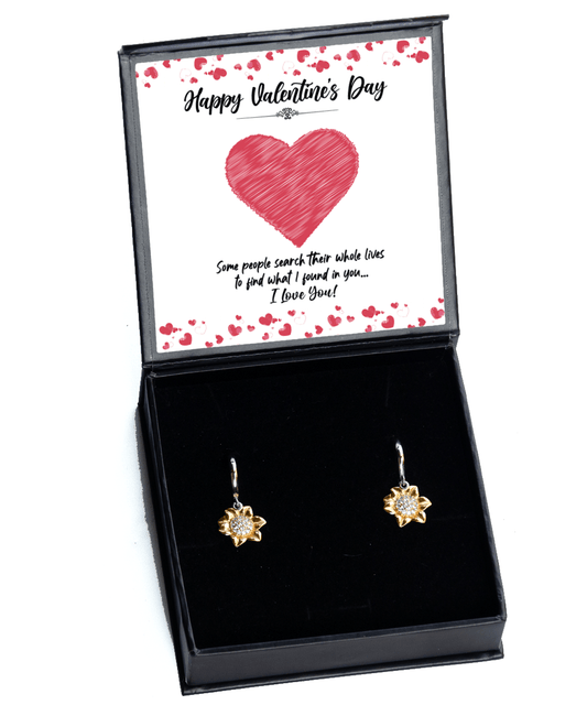 Happy Valentine's Day Gifts - What I Found in You - Sunflower Earrings for Valentine's Day - Jewelry Gift for Wife, Girlfriend, Fiancee