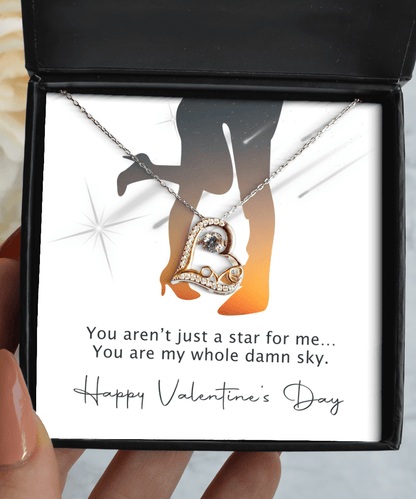 Happy Valentine's Day Gifts - You Are My Whole Damn Sky - Love Heart Necklace for Valentine's Day - Jewelry Gift for Wife, Girlfriend, Fiancee