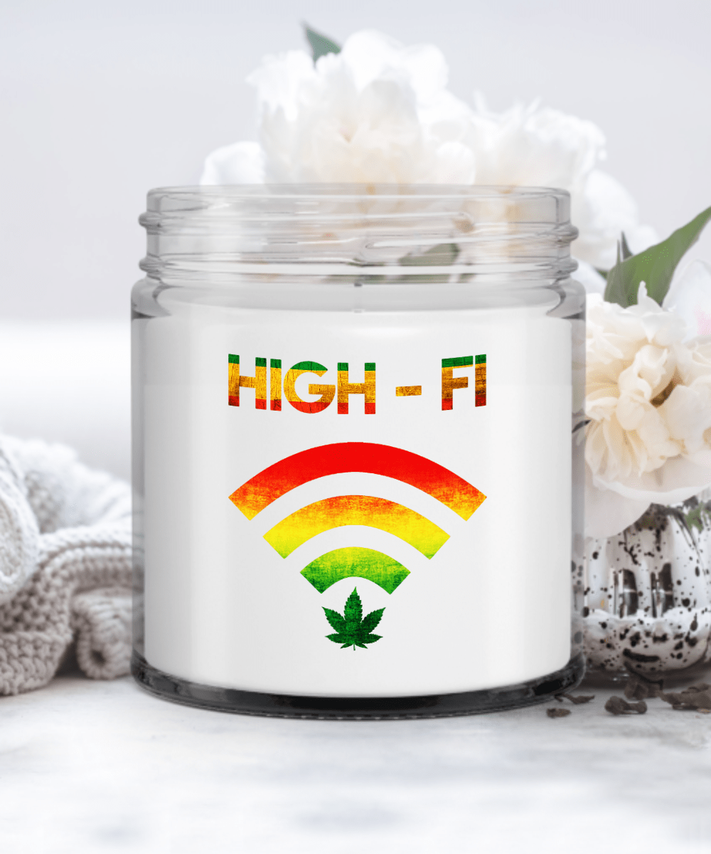 High-Fi, Funny Marijuana Candles for Friends, Funny Weed Gift Candle