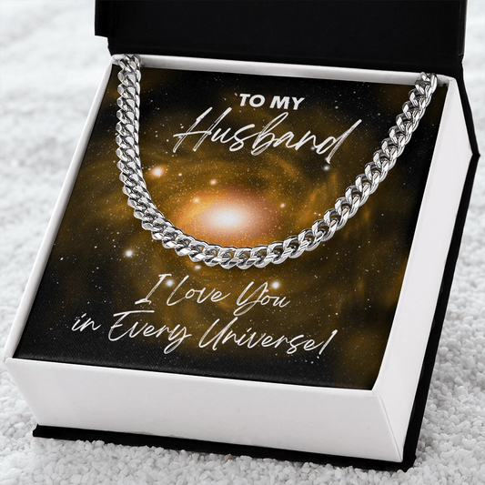 Husband Cuban Link Chain Gift - I Love You In Every Universe Jewelry - Necklace for Doctor Strange Fan