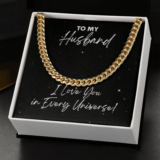 Husband Cuban Link Chain Necklace - I Love You In Every Universe Gift - Jewelry for Doctor Strange Fan