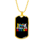 I Love Someone With Autism - Autism Awareness Dog Tag Necklace Military Chain (Gold) / No