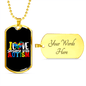 I Love Someone With Autism - Autism Awareness Dog Tag Necklace Military Chain (Gold) / Yes