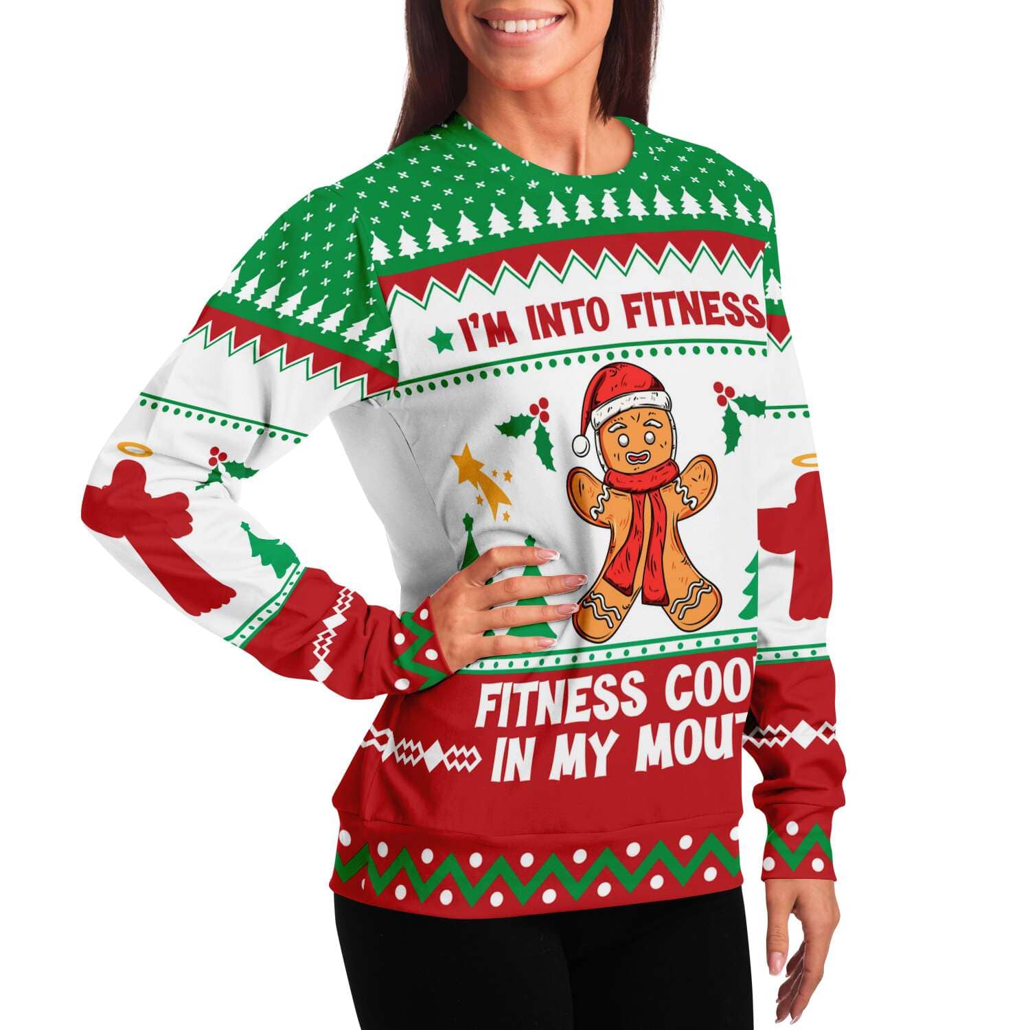 I'm into Fitness Cookie in My Mouth - Funny Workout Gym Ugly Christmas Sweater (Sweatshirt)